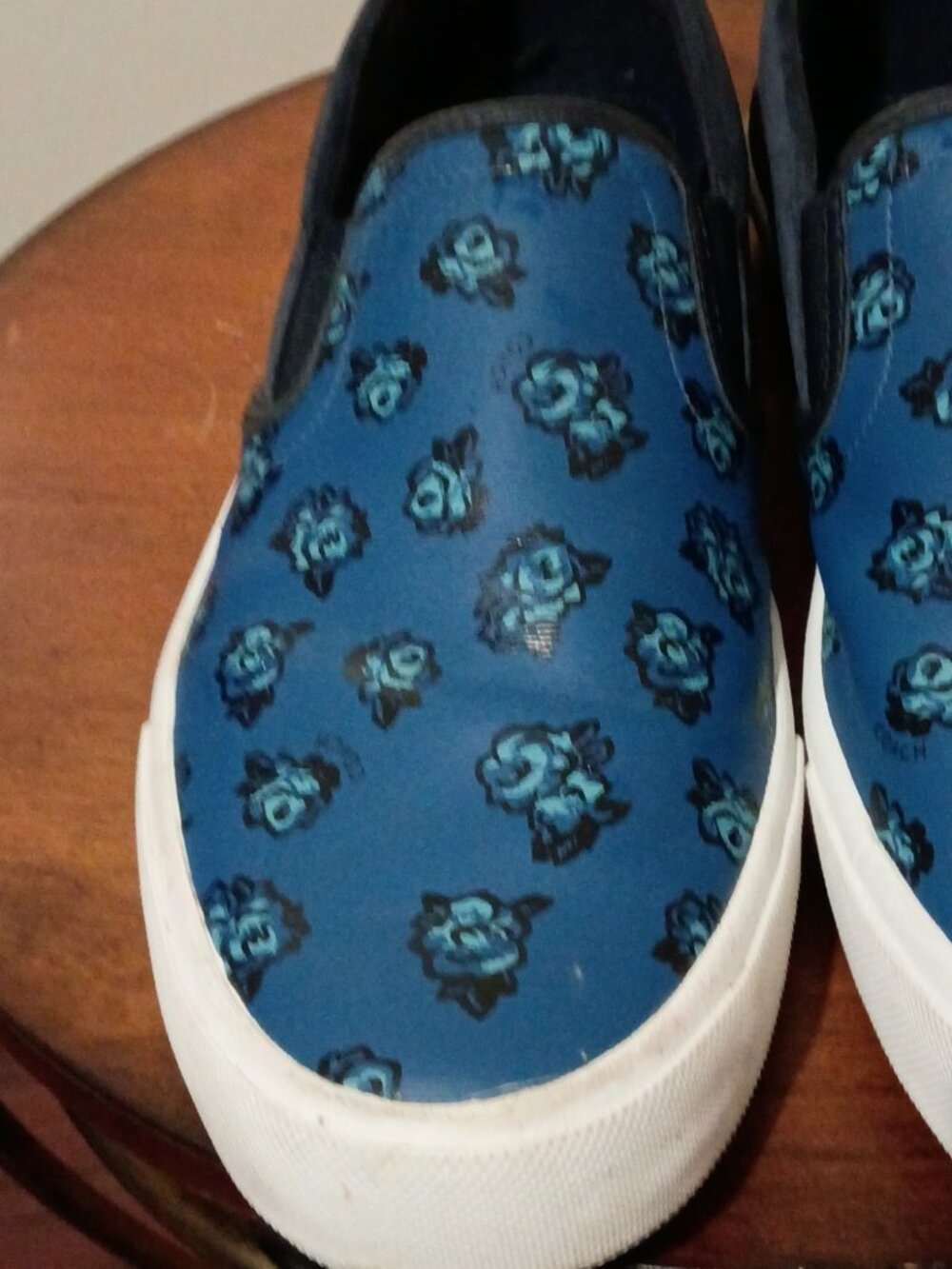 Coach Slip On Blue Black Monogram Sateen Black Low Sneakers Men's Size 11D - Picture 7 of 12